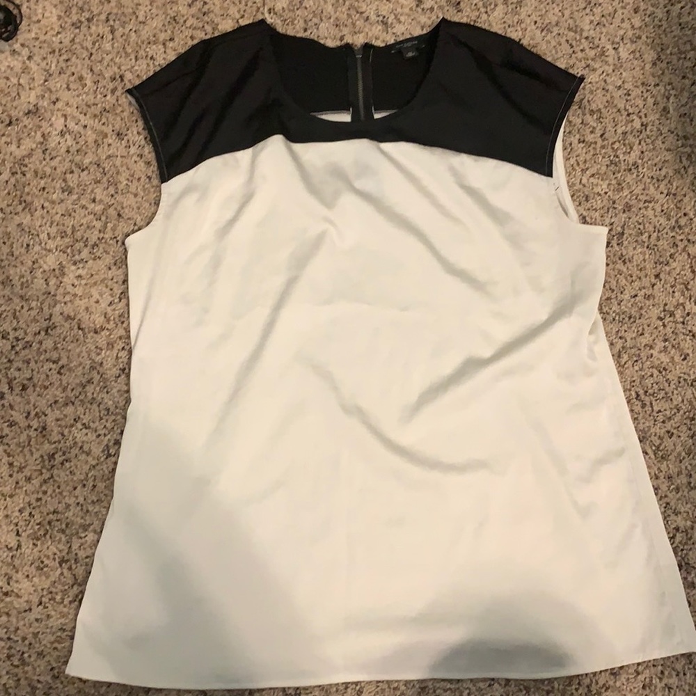 Ann Taylor black and cream color block shirt